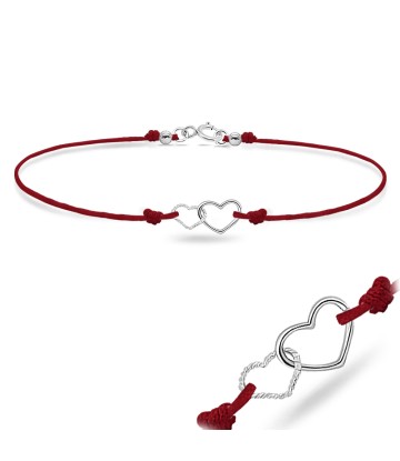 Matt Rope with Twin Heart Silver Anklet ANK-102